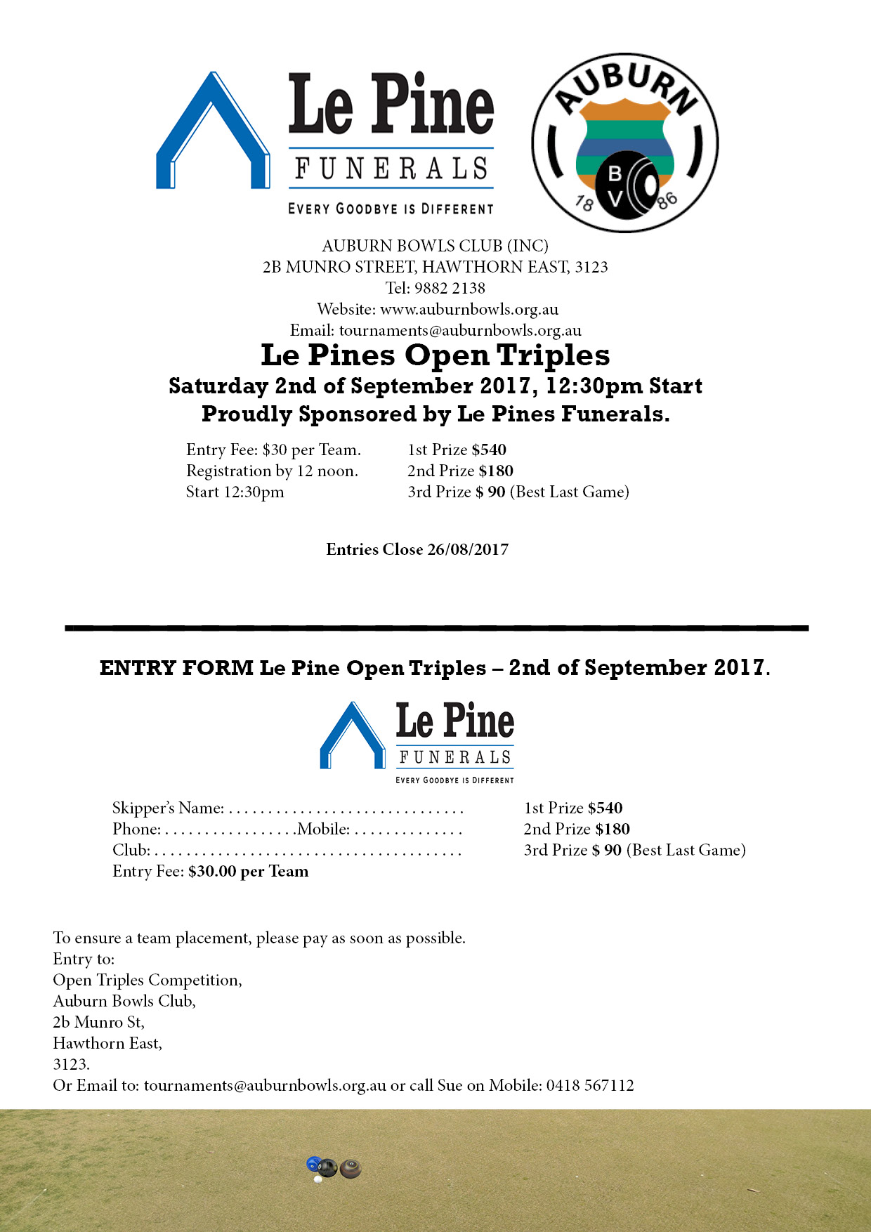 Le Pines Triples Entry Form